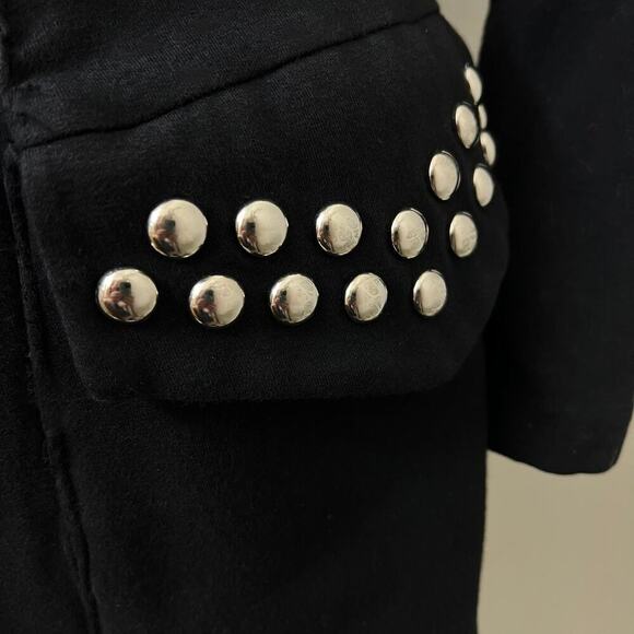 Vintage PG Collections Blazer Mini Dress Black Studded Moto & Military Body Con - Picture 6 of 9